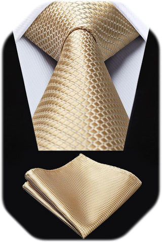 Plaid Checkered Tie Handkerchief Woven Classic Formal Men'S Necktie & Pocket Square Set