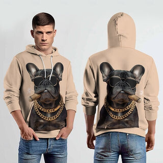 Graphic Puppy Men'S Fashion 3D Print Hoodie Vacation Streetwear Hoodies Light Brown Hooded Printing Fleece Winter Spring & Fall Designer Hoodie Sweatshirt