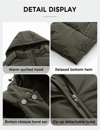 Men's Big and Tall Winter Windproof Thick Coat Outerwear 