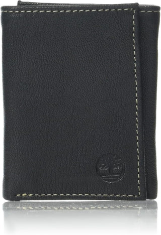 Men's Leather Trifold Wallet, Black