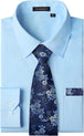 E02-Dress Shirt Light Blue  Blue Floral Tie