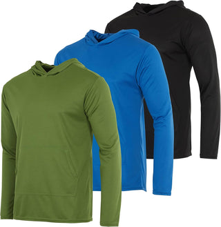 Big Men's Mesh Long Sleeve Athletic Pullover Hoodie Sweatshirt-3 Pack