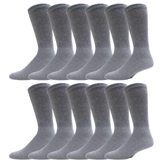 6 Pairs of Big and Tall Diabetic Cotton Neuropathy Crew Socks (White, Sock Size 13-16)