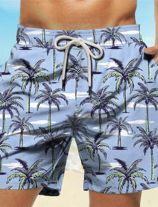 Palm Tree Tropical Men'S Resort 3D Printed Board Shorts Swim Trunks Pocket Comfort Breathable Short Hawaiian Style Holiday Beach