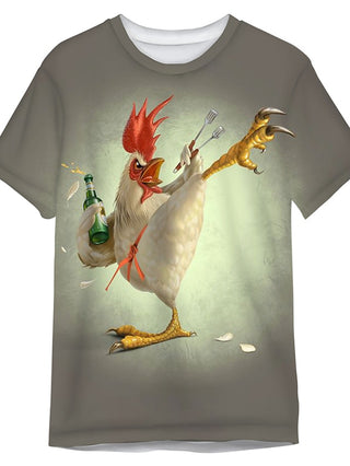 Men's T Shirt Tee Funny T Shirts Animal Beer Chicken Crew Neck