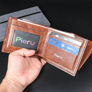 1Pc Men'S Wallet Large Capacity Simulated Leather Fashion Youth Money Clip Short Men'S Ticket Holder