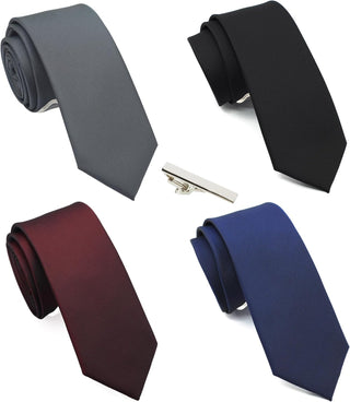 Skinny Solid Ties for Men, 4 Pack