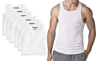 6 Pack Men'S Big and Tall Muscle Ribbed Tank Tops A-Shirts Underwear Shirts