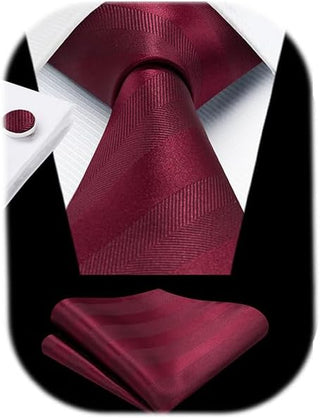 Men's Ties Set Stripe Plaid Ties for Men and Pocket Square Cufflinks Formal Silk Necktie