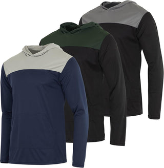 Big Men's Mesh Long Sleeve Athletic Pullover Hoodie Sweatshirt-3 Pack