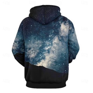 Plus Size Graphic Sky / Galaxy Big Men's Hoodie