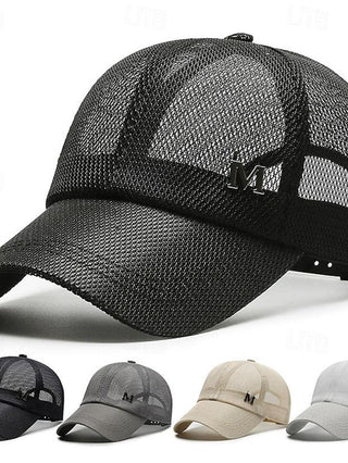 Men'S Baseball Cap Sun Hat Trucker Hat Black Navy Blue Polyester Mesh Fashion Casual Street Daily Plain Adjustable Sunscreen Breathable