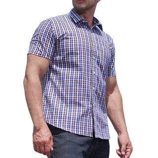 Men'S Short Sleeve Plaid Dress Shirt Big and Tall Casual Regular Fit Button down Collar Shirts Wrinkle Free Business Shirt