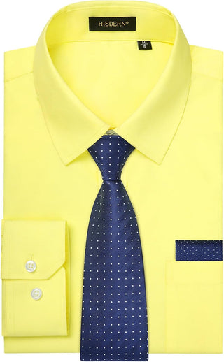 Big Men's Dress Shirt with Matching Tie and Handkerchief Set