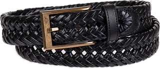 Plus Size Men's Big & Tall Leather Adjustable Double V-Weave Braided Belt