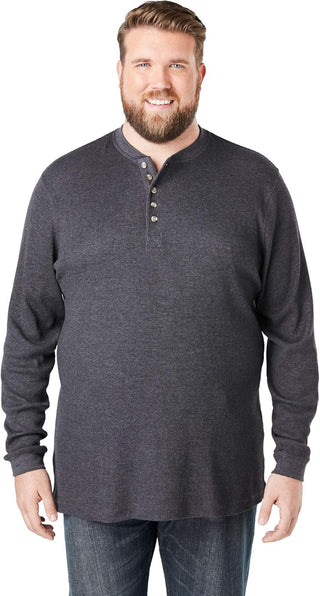 Big Men's Waffle-Knit Thermal Henley Tee