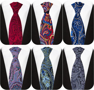 Men's Necktie Classic Silk Tie Woven Jacquard Neck Ties 6 PCS