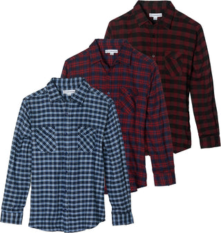 Big Men's Long-Sleeve Flannel Shirts - 3 Pack