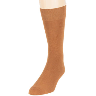 Big Mens Cotton Dress Big and Tall Soft Socks, Golden Brown, X-Large 13-15, 6 Pack