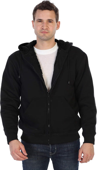 Big Mens Heavyweight Sherpa Lined Fleece Hoodie Jacket