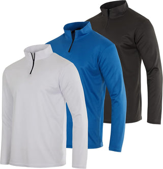 Big Men's Mesh Long Sleeve Athletic Quarter Zip Pullover - 3 Pack