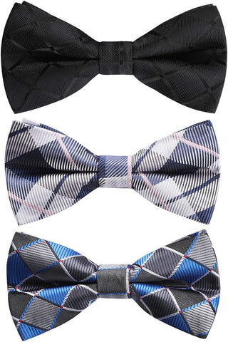 3/6 Pack Bow Tie Paisley Plaid Dot Pre-Tie Bow Tie