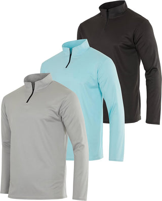 Big Men's Mesh Long Sleeve Athletic Quarter Zip Pullover - 3 Pack