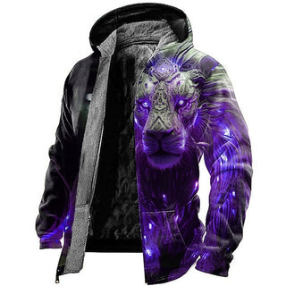 Animal Lion Men'S Daily 3D Print Zip Hoodie Holiday Vacation Going Out Hoodies Red Blue Long Sleeve Hooded Fleece Winter Designer Hoodie Sweatshirt