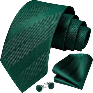 Men's Ties Set Stripe Plaid Ties for Men and Pocket Square Cufflinks Formal Silk Necktie