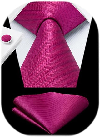 Men's Ties Set Stripe Plaid Ties for Men and Pocket Square Cufflinks Formal Silk Necktie