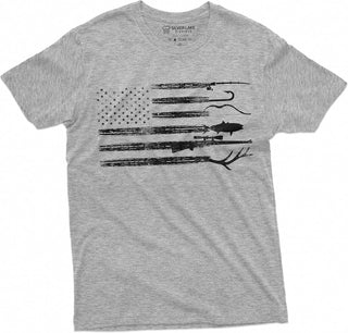 Big Men's Hunting Fishing Shirt Patriotic Tee