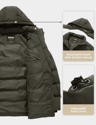 Men's Big and Tall Winter Windproof Thick Coat Outerwear 