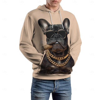 Graphic Puppy Men'S Fashion 3D Print Hoodie Vacation Streetwear Hoodies Light Brown Hooded Printing Fleece Winter Spring & Fall Designer Hoodie Sweatshirt