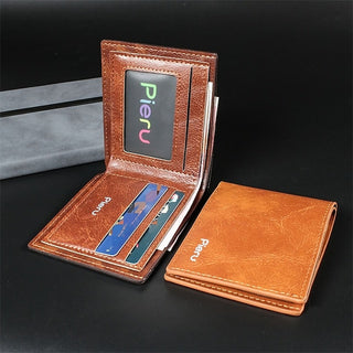 1Pc Men'S Wallet Large Capacity Simulated Leather Fashion Youth Money Clip Short Men'S Ticket Holder