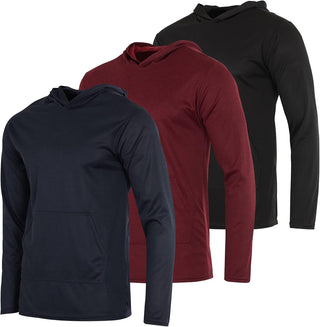 Big Men's Mesh Long Sleeve Athletic Pullover Hoodie Sweatshirt-3 Pack