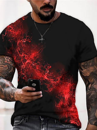 Big Men's Shirt T Shirt Plus Size Tee Graphic Prints Flame Crew Neck Custom Print