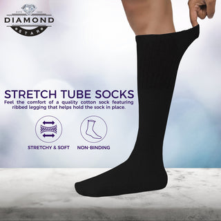 Tube Socks Men 6 Pairs Premium Cushion Cotton over the Calf Athletic Knee High Socks for Men (Black - 6 Pairs 31 Inches Big & Tall over the Calf Socks Fit Size 13-16)