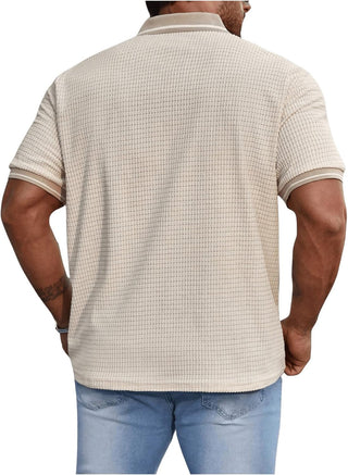 Men's plus Size Short Sleeve Knitted Textured Golf Shirt