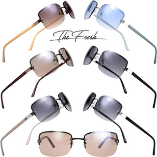 Semi-Rimless Rectangular Sunglasses for Men