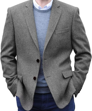 Big Men's Herringbone Tweed Blazer 