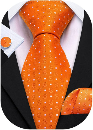 Ties for Men Designer Handkerchief Cufflink WOVEN Casual Necktie