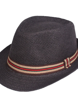 Men'S Straw Hat Sun Hat Fedora Trilby Hat Black Brown Polyester Braided Streetwear Stylish 1920S Fashion Daily Outdoor Clothing Holiday Plain Sunscreen Breathability