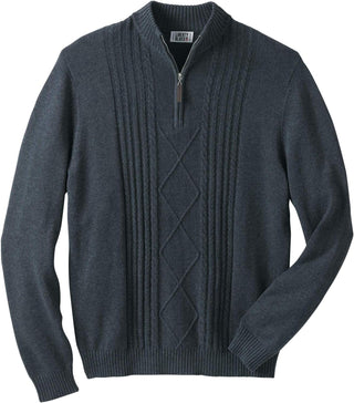 Big Men's Shoreman'S Quarter Zip Plus Sized Cable Knit Sweater