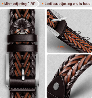 Big and Tall Leather Braided Belts for Men