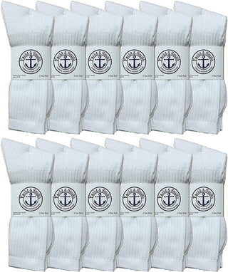 Bulk Big and Tall Mens Sport Crew Socks - 12 Pairs