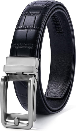 Big Leather Ratchet Dress Belt Big and Tall with Automatic Buckle