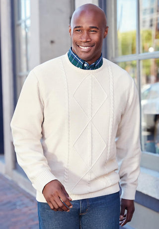 Large Man's Crewneck Cable Knit Sweater