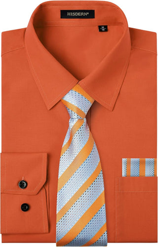 Big Men's Dress Shirt with Matching Tie and Handkerchief Set