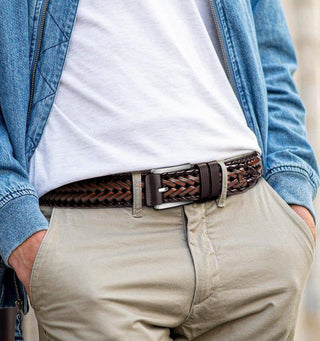 Big and Tall Leather Braided Belts for Men