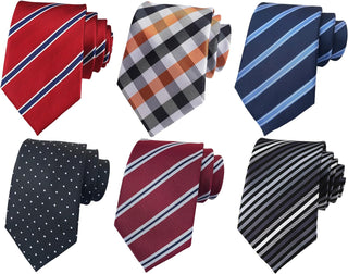 Men's Classic Jacquard Woven Ties - Pack of 4 or 6